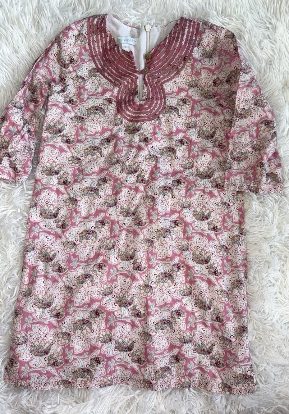 Boutique Elephantito Sz. 4 Pink Floral Design Lined Dress. Delicate, Feminine.